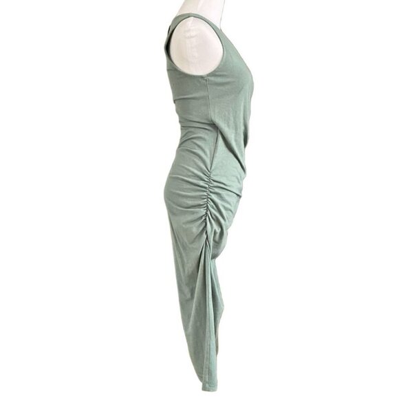 NWT MICHAEL STARS SAGE BASIL BLUE SLEEVELESS CROSSOVER FAUX WRAP MIDI DRESS - XS - Picture 3 of 9